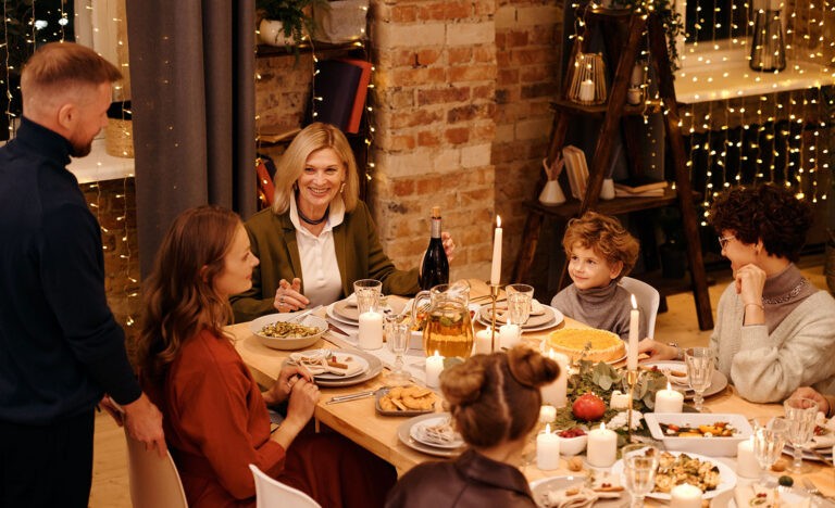 An introvert at a holiday dinner with extroverted family members