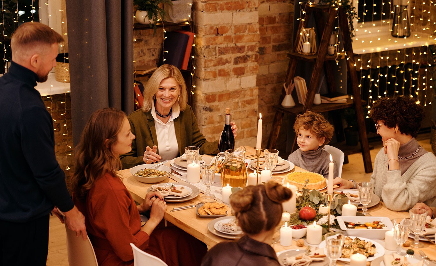 An introvert at a holiday dinner with extroverted family members