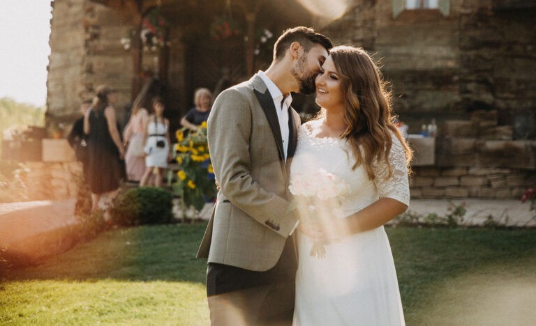 An introvert bride and her groom at their wedding