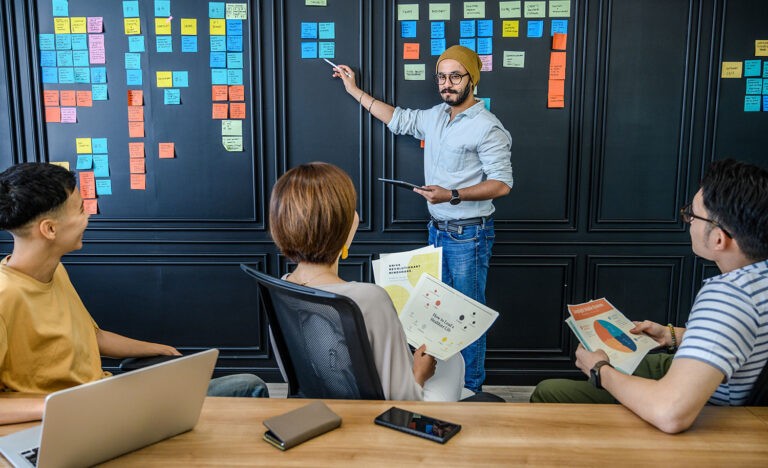 An introvert gives a work presentation