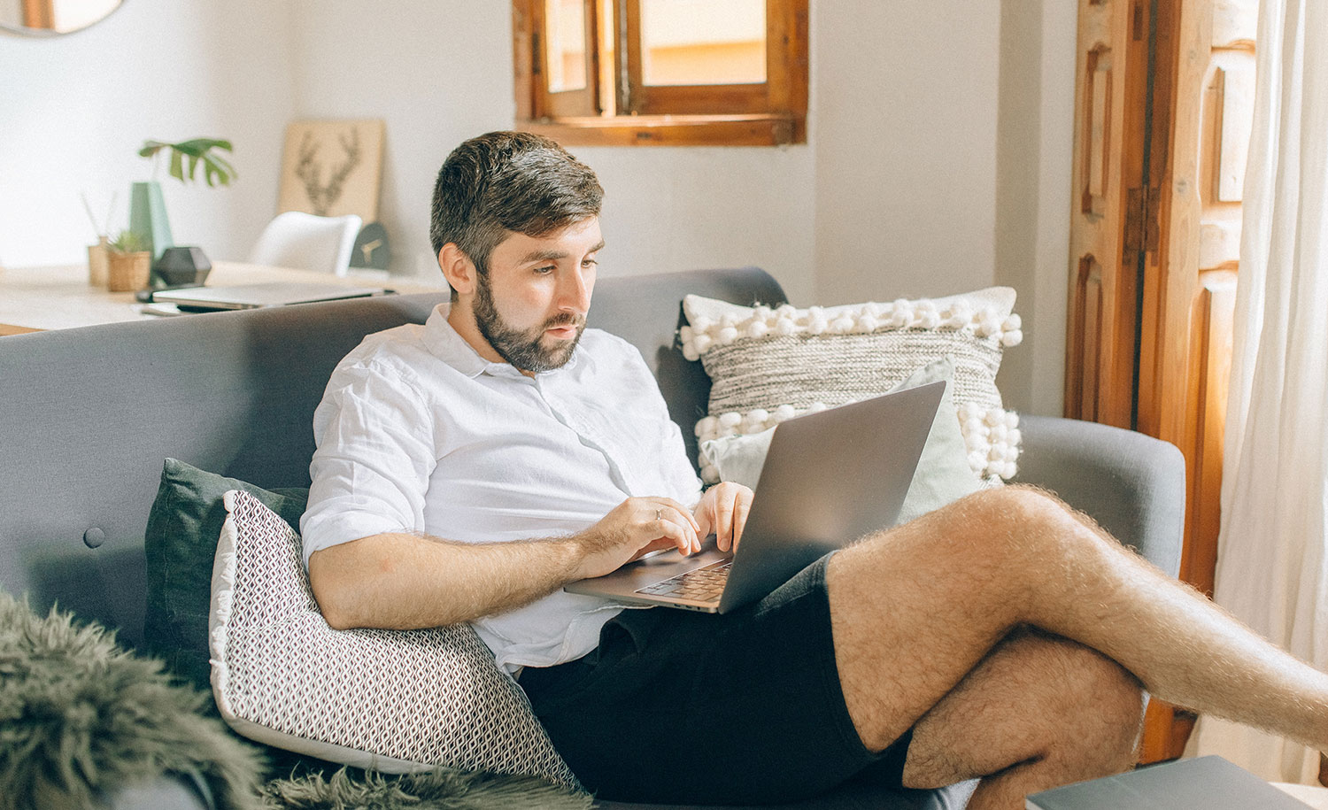 An introvert works from home