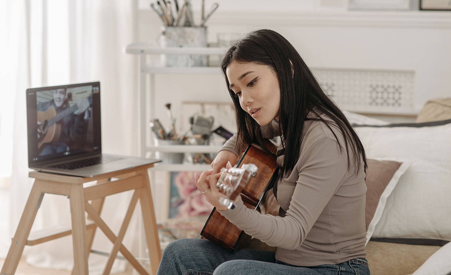 An introvert plays an instrument
