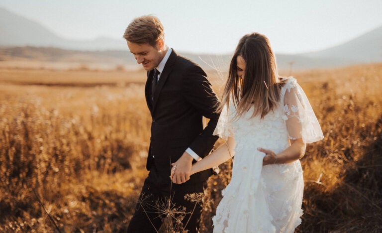 A couple on their wedding day