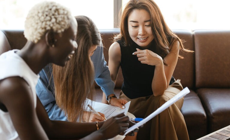 An introvert with her coworkers