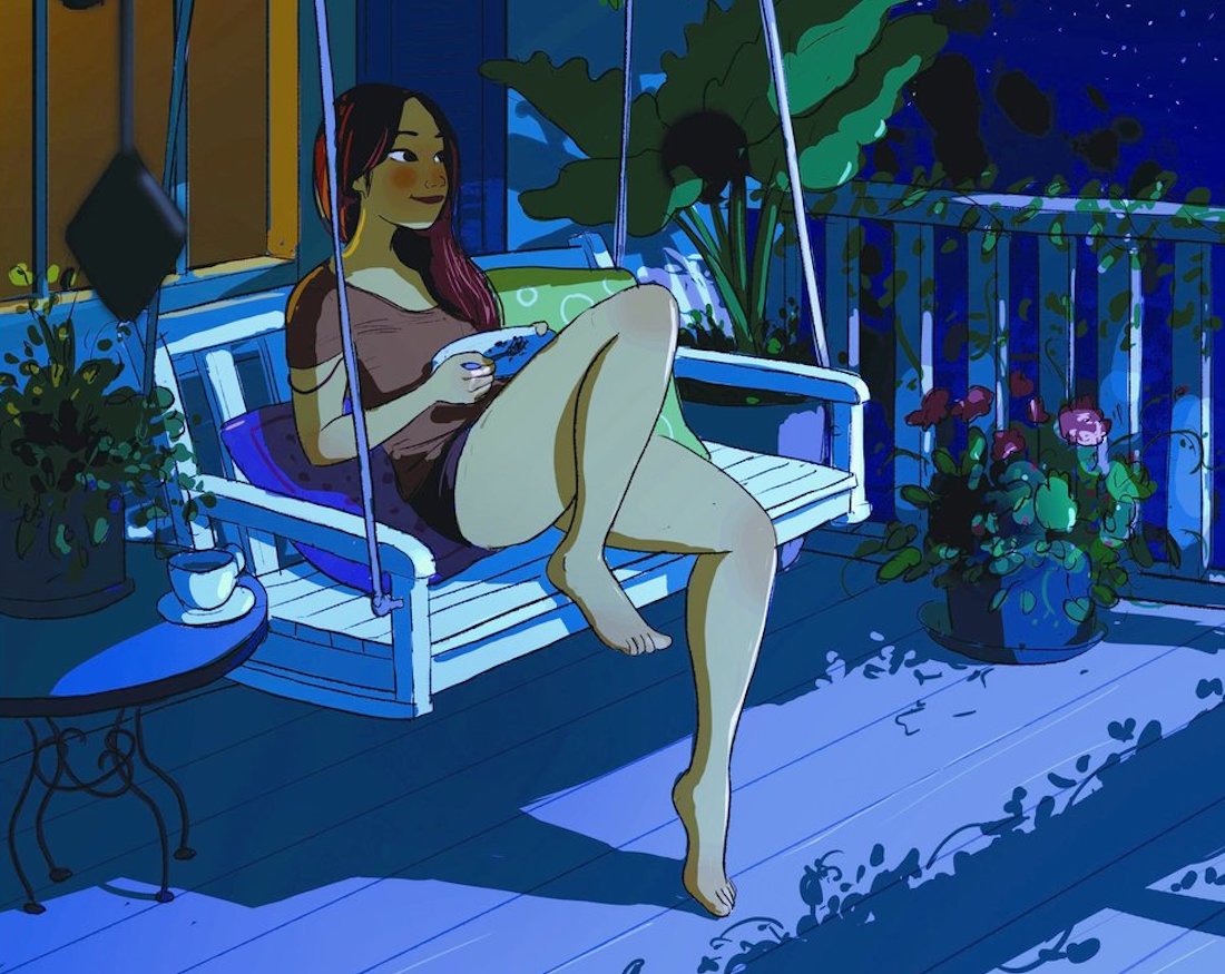 An illustration of an introvert enjoying living alone.
