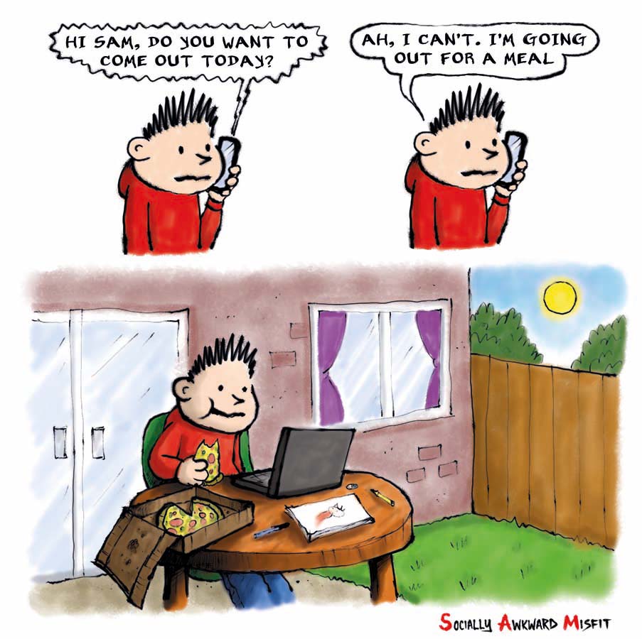 a comic about an introvert eating alone