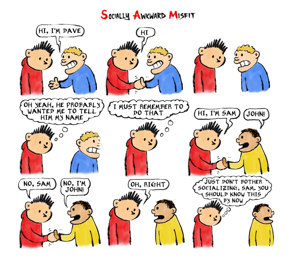 a comic about an awkward social encounter
