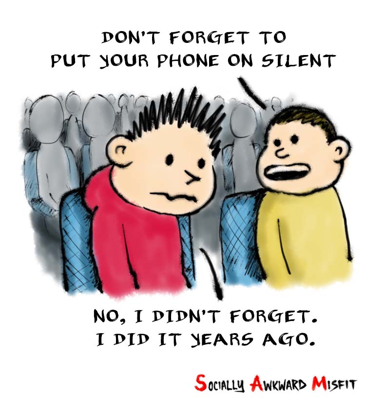 a comic about an introvert keeping his phone on silent
