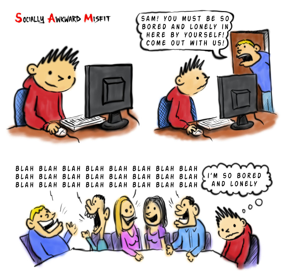 a comic about an introvert being bored and lonely