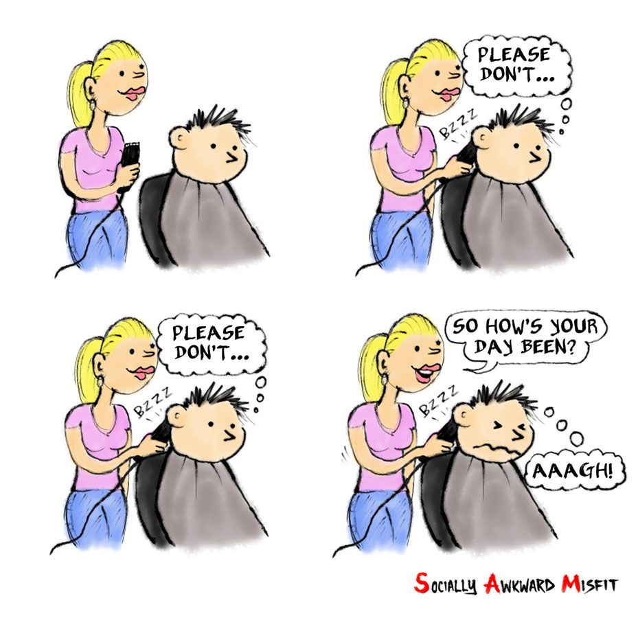 a comic about an introvert hating small talk