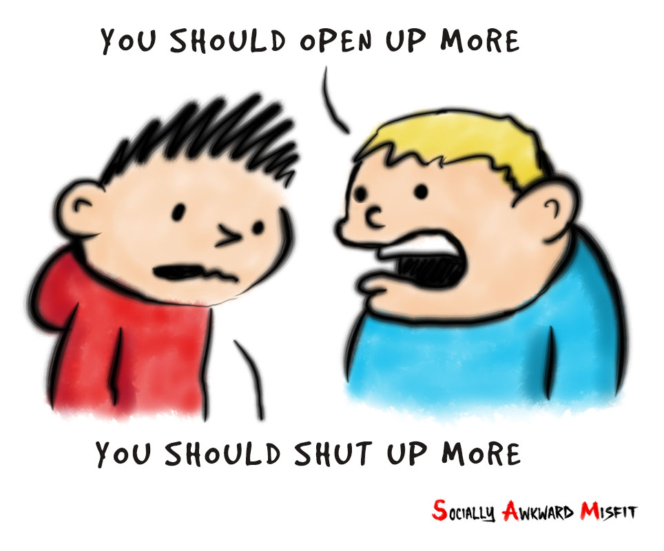 a comic about an introvert being told to open up more