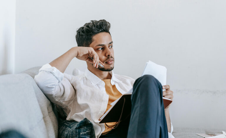 A man practices embodied writing