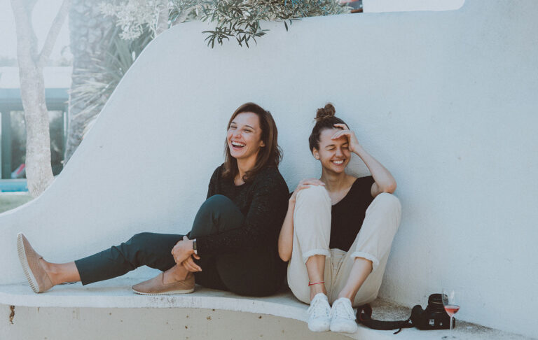 Friends laughing together
