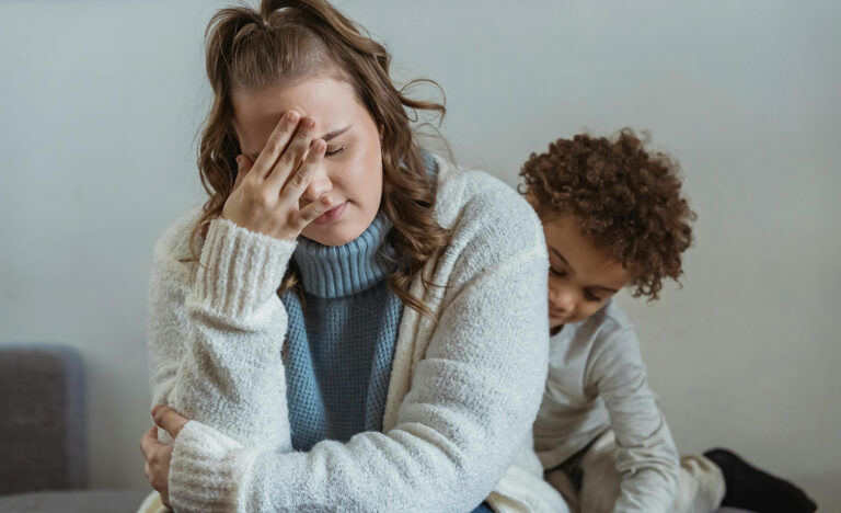 An exhausted introverted parent