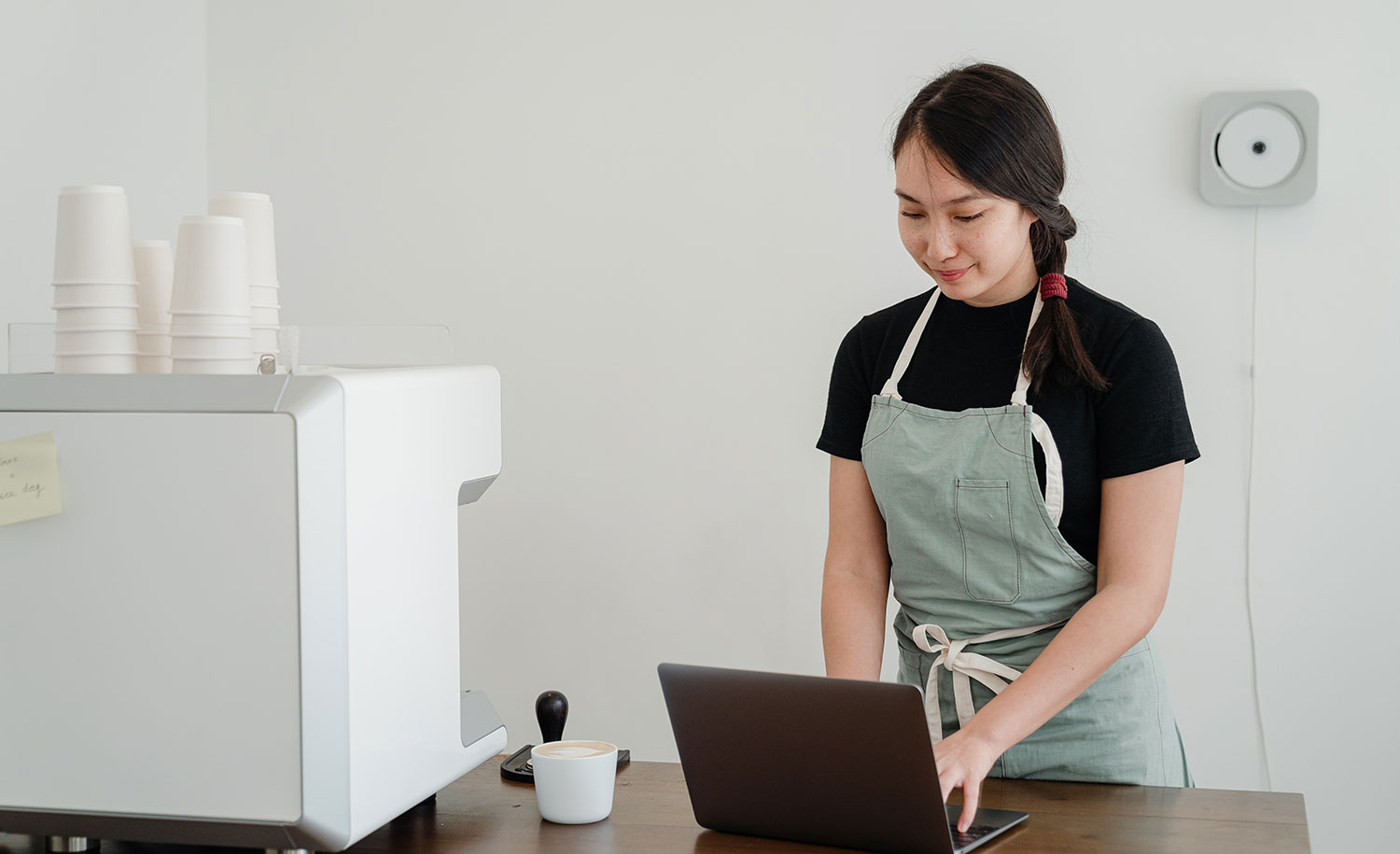 Introverted woman working