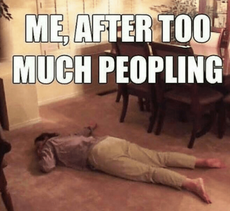 me after too much peopling introvert meme