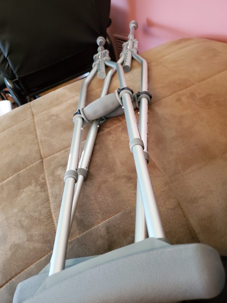 Picture of my crutches. Using these keeps me from going out.